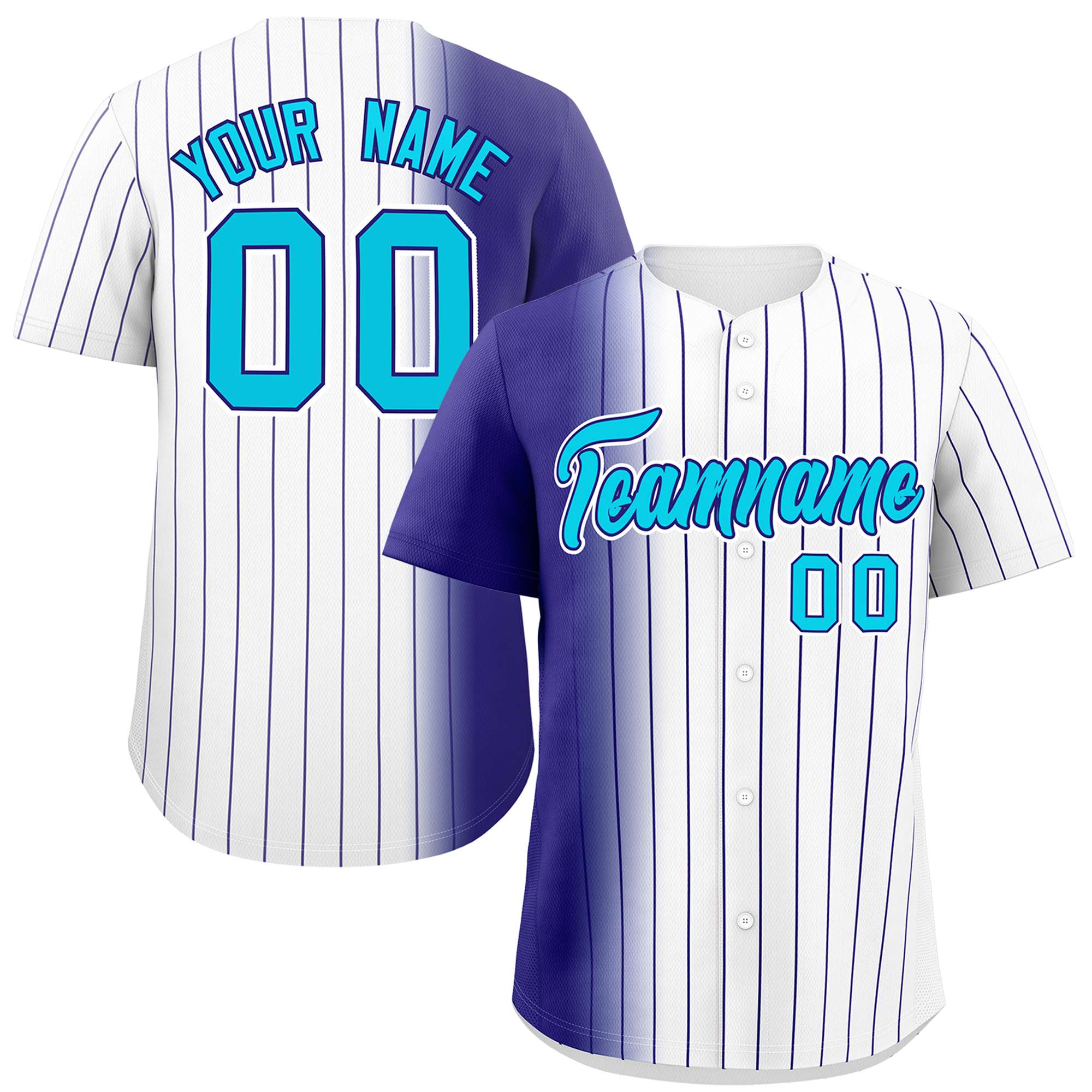 Custom White Purple Pinstripe Personalized Gradient Authentic Baseball Jersey