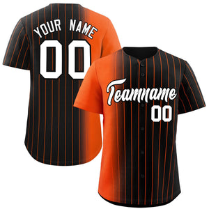 Custom Black Orange Pinstripe Personalized Gradient Authentic Baseball Jersey