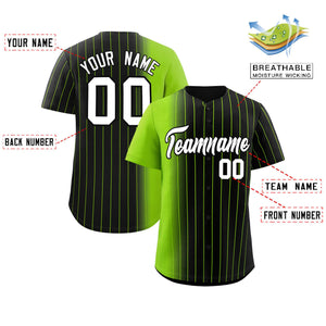 Custom Black Neon Green Pinstripe Personalized Gradient Authentic Baseball Jersey