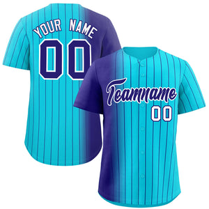 Custom Sky Blue Purple Pinstripe Personalized Gradient Authentic Baseball Jersey