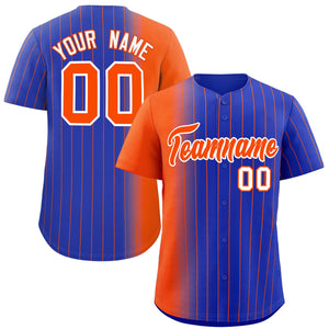 Custom Royal Orange Pinstripe Personalized Gradient Authentic Baseball Jersey