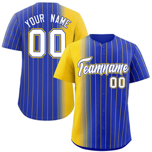 Custom Royal Gold Pinstripe Personalized Gradient Authentic Baseball Jersey