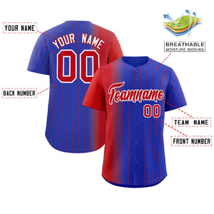 Custom Royal Red Pinstripe Personalized Gradient Authentic Baseball Jersey