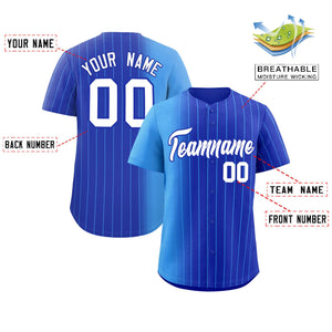 Custom Royal Powder Blue Pinstripe Personalized Gradient Authentic Baseball Jersey