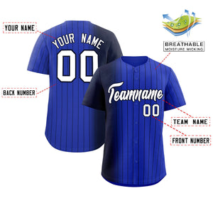 Custom Royal Navy Pinstripe Personalized Gradient Authentic Baseball Jersey