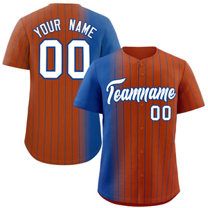 Custom Texas Orange Royal Pinstripe Personalized Gradient Authentic Baseball Jersey