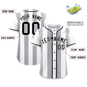 Custom White Gray Thick Stripe Fashion Authentic Baseball jersey