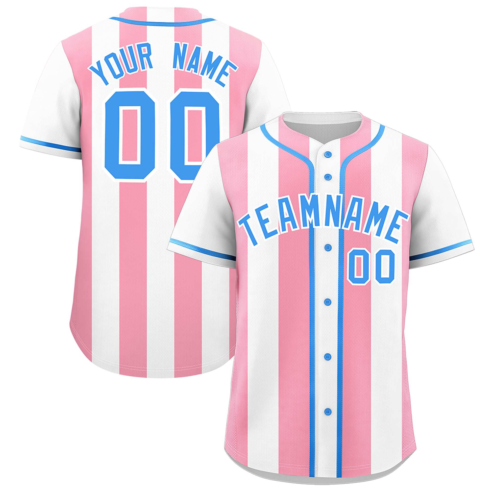 Custom White Light Pink Thick Stripe Fashion Authentic Baseball jersey