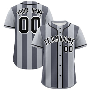 Custom Gray Dark Gray Thick Stripe Fashion Authentic Baseball jersey