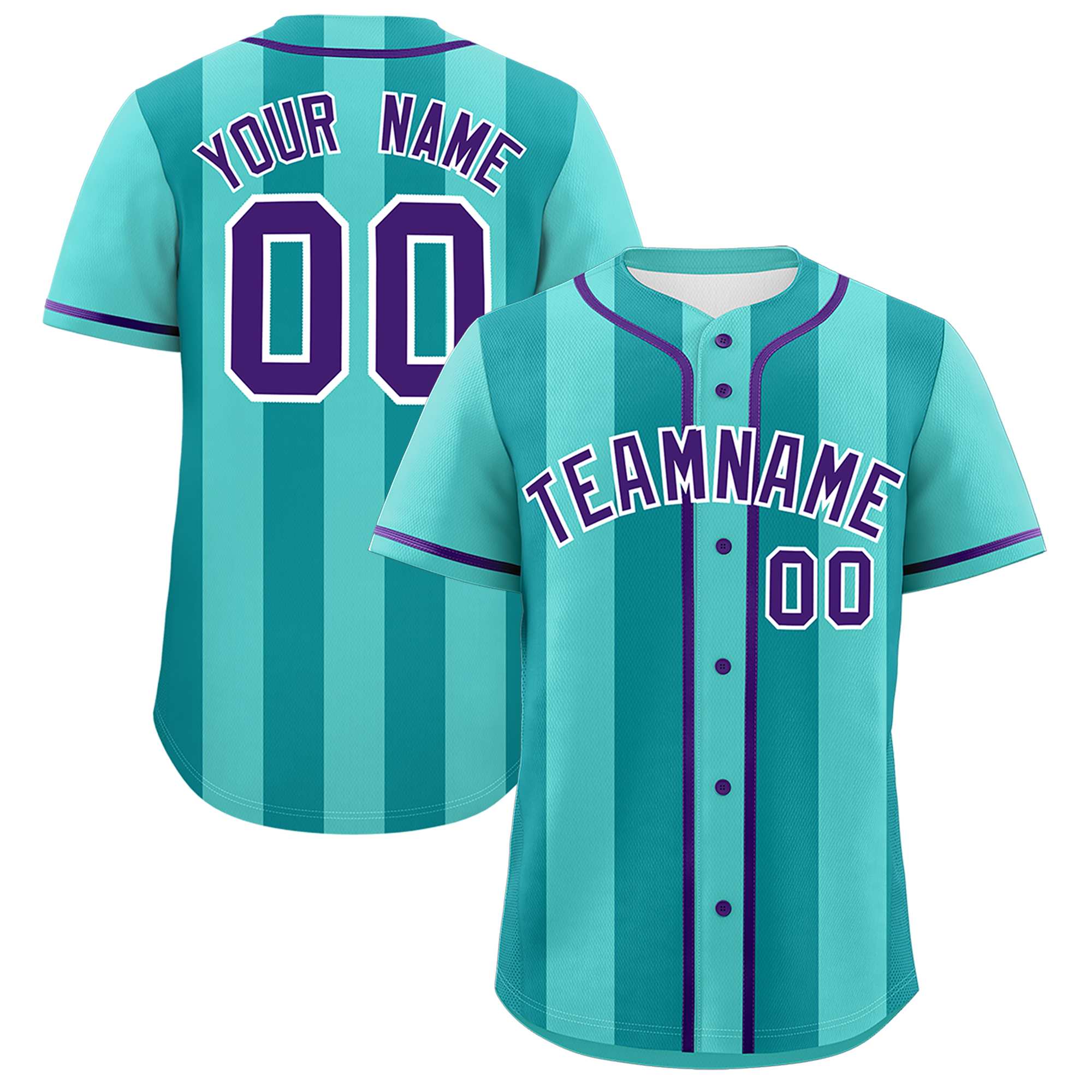 Custom Bright Green Aqua Thick Stripe Fashion Authentic Baseball jersey