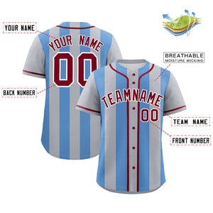 Custom Gray Light Blue Thick Stripe Fashion Authentic Baseball jersey