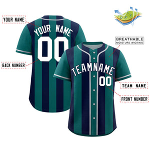 Custom Aqua Navy Thick Stripe Fashion Authentic Baseball jersey