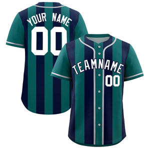 Custom Aqua Navy Thick Stripe Fashion Authentic Baseball jersey