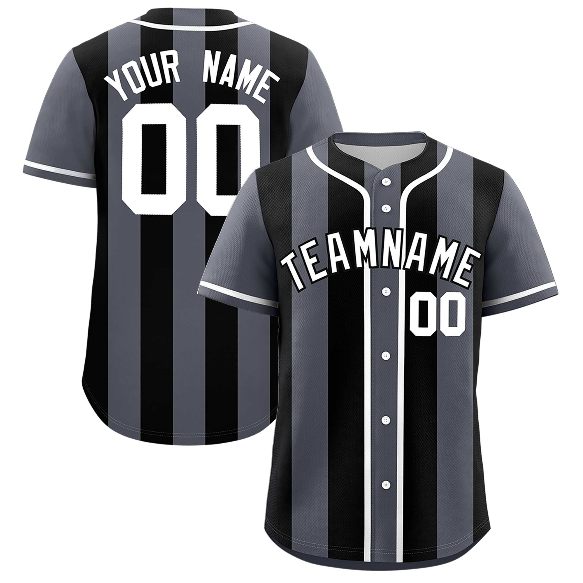 Custom Dark Gray Black Thick Stripe Fashion Authentic Baseball jersey