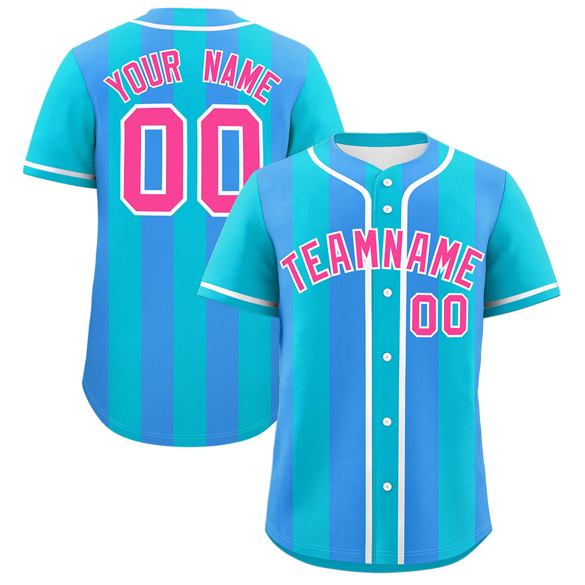 Custom Sky Blue Powder Blue Thick Stripe Fashion Authentic Baseball jersey