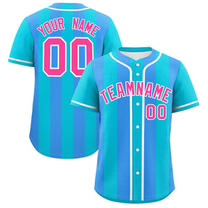 Custom Sky Blue Powder Blue Thick Stripe Fashion Authentic Baseball jersey