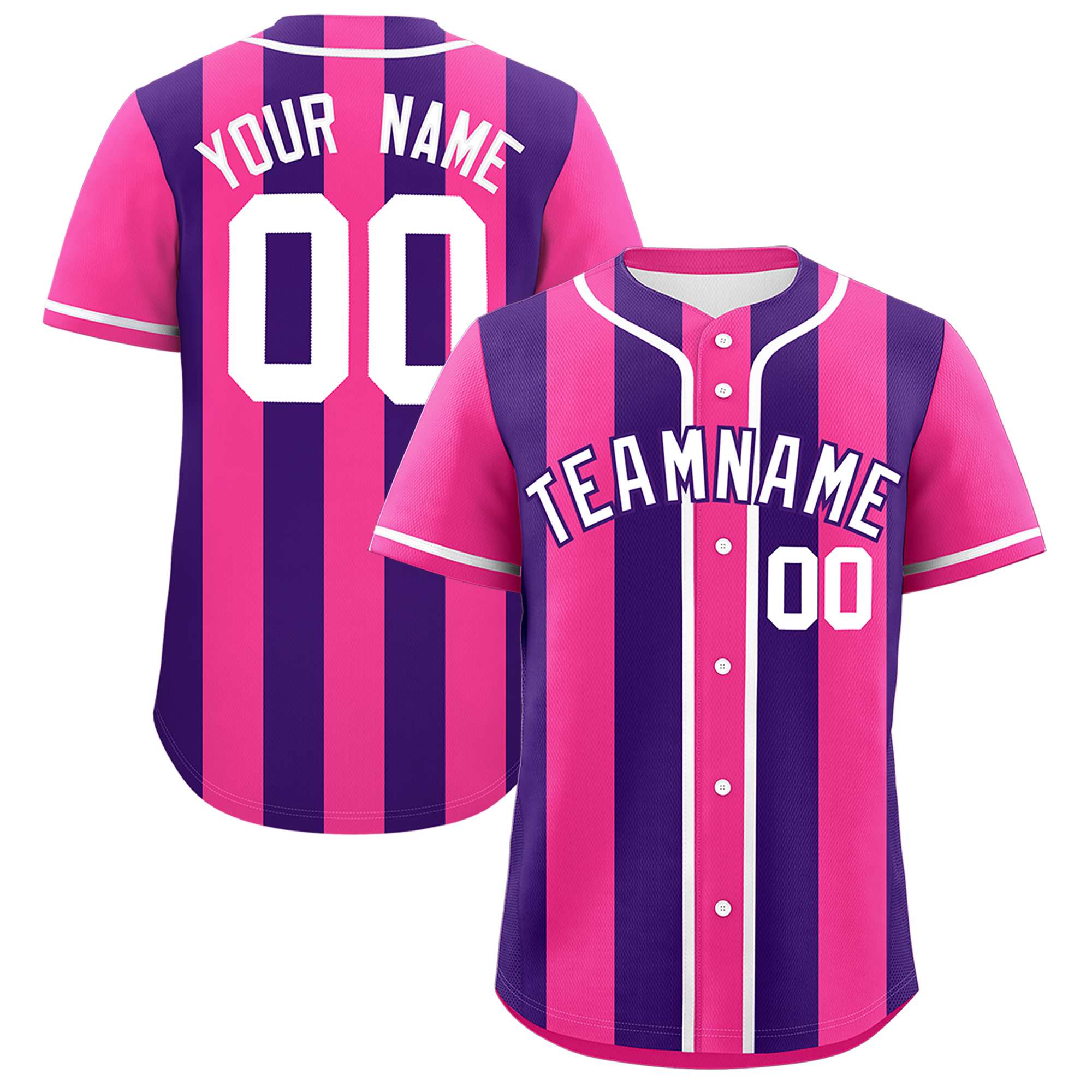 Custom Pink Purple Thick Stripe Fashion Authentic Baseball jersey