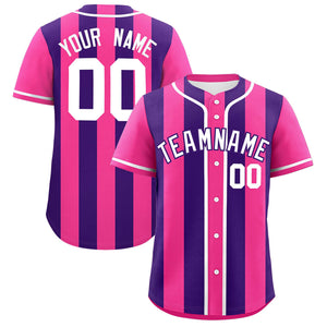 Custom Pink Purple Thick Stripe Fashion Authentic Baseball jersey