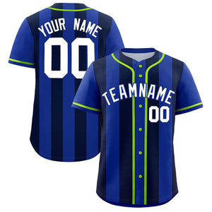 Custom Royal Navy Thick Stripe Fashion Authentic Baseball jersey