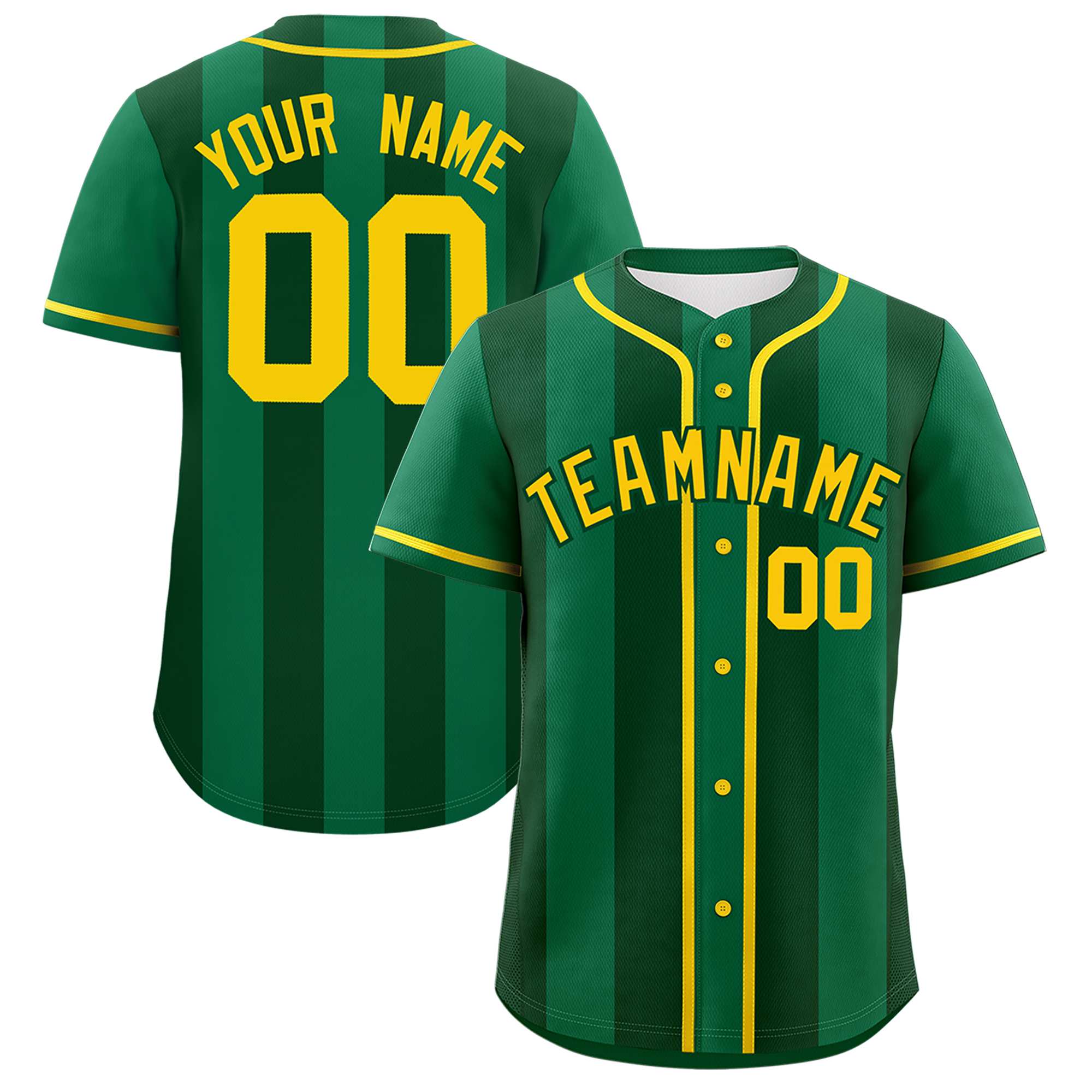 Custom Kelly Green Green Thick Stripe Fashion Authentic Baseball jersey