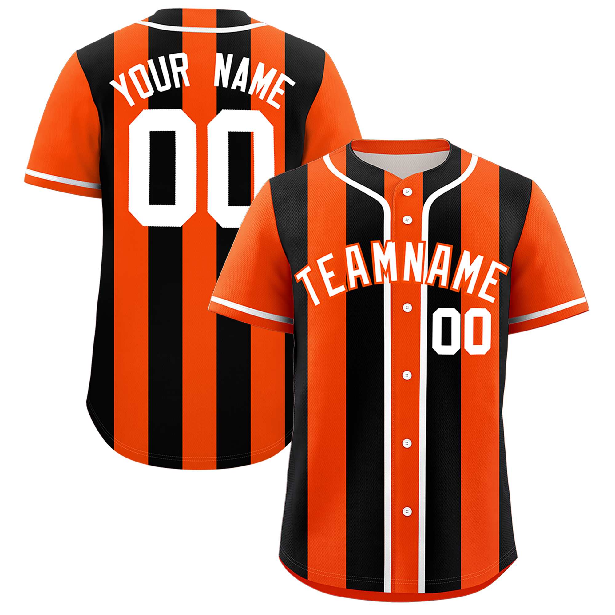 Custom Orange Black Thick Stripe Fashion Authentic Baseball jersey