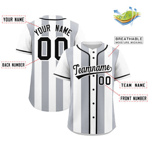 Custom White Gray Thick Stripe Fashion Authentic Baseball jersey