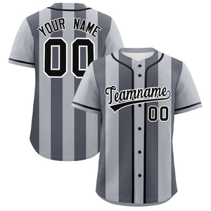 Custom Gray Dark Gray Thick Stripe Fashion Authentic Baseball jersey