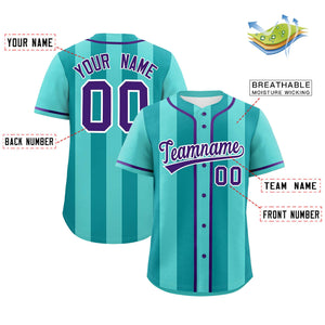 Custom Bright Green Aqua Thick Stripe Fashion Authentic Baseball jersey