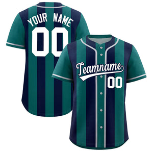 Custom Aqua Navy Thick Stripe Fashion Authentic Baseball jersey