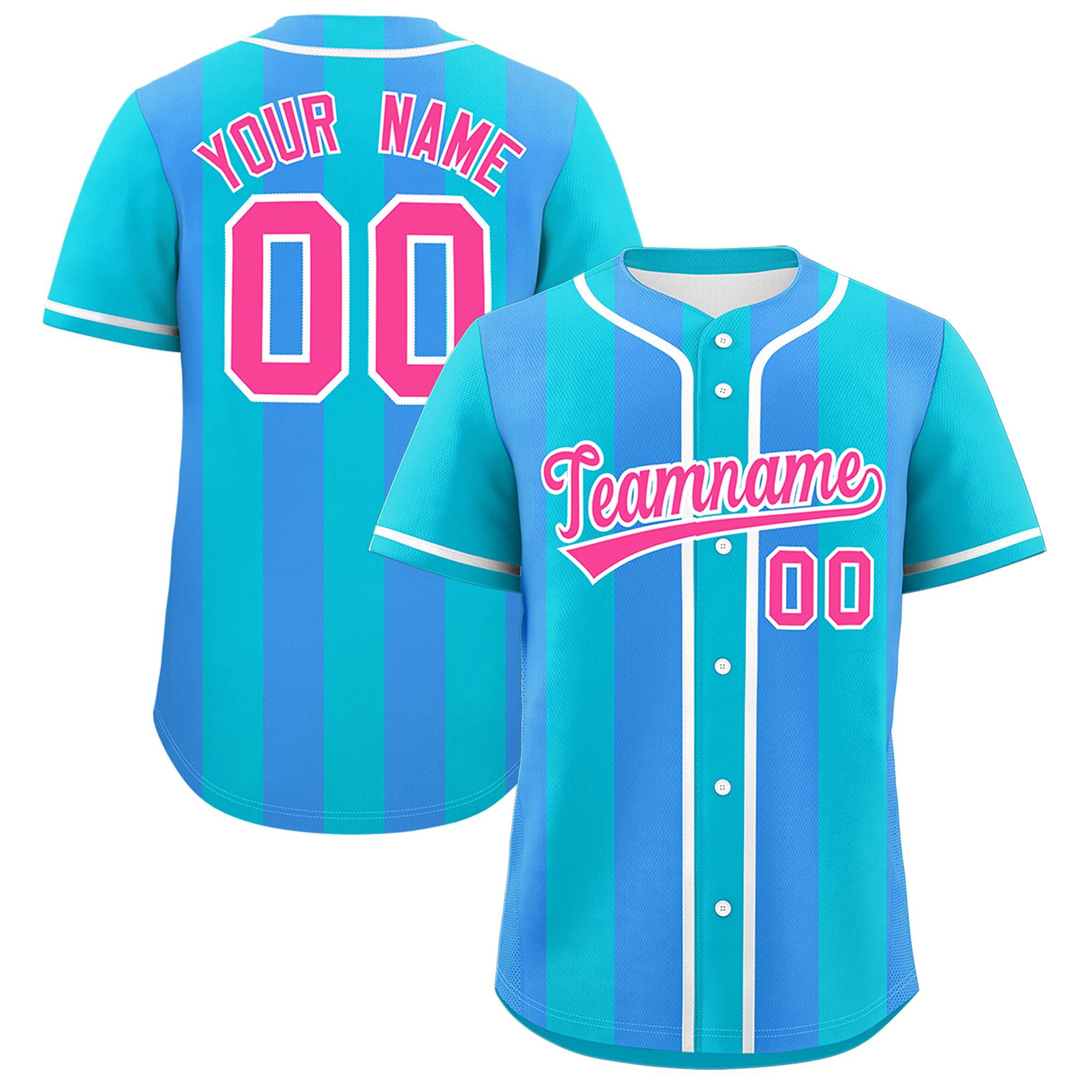 Custom Sky Blue Powder Blue Thick Stripe Fashion Authentic Baseball jersey