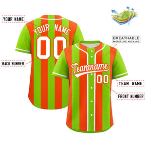 Custom Neon Green Orange Thick Stripe Fashion Authentic Baseball jersey