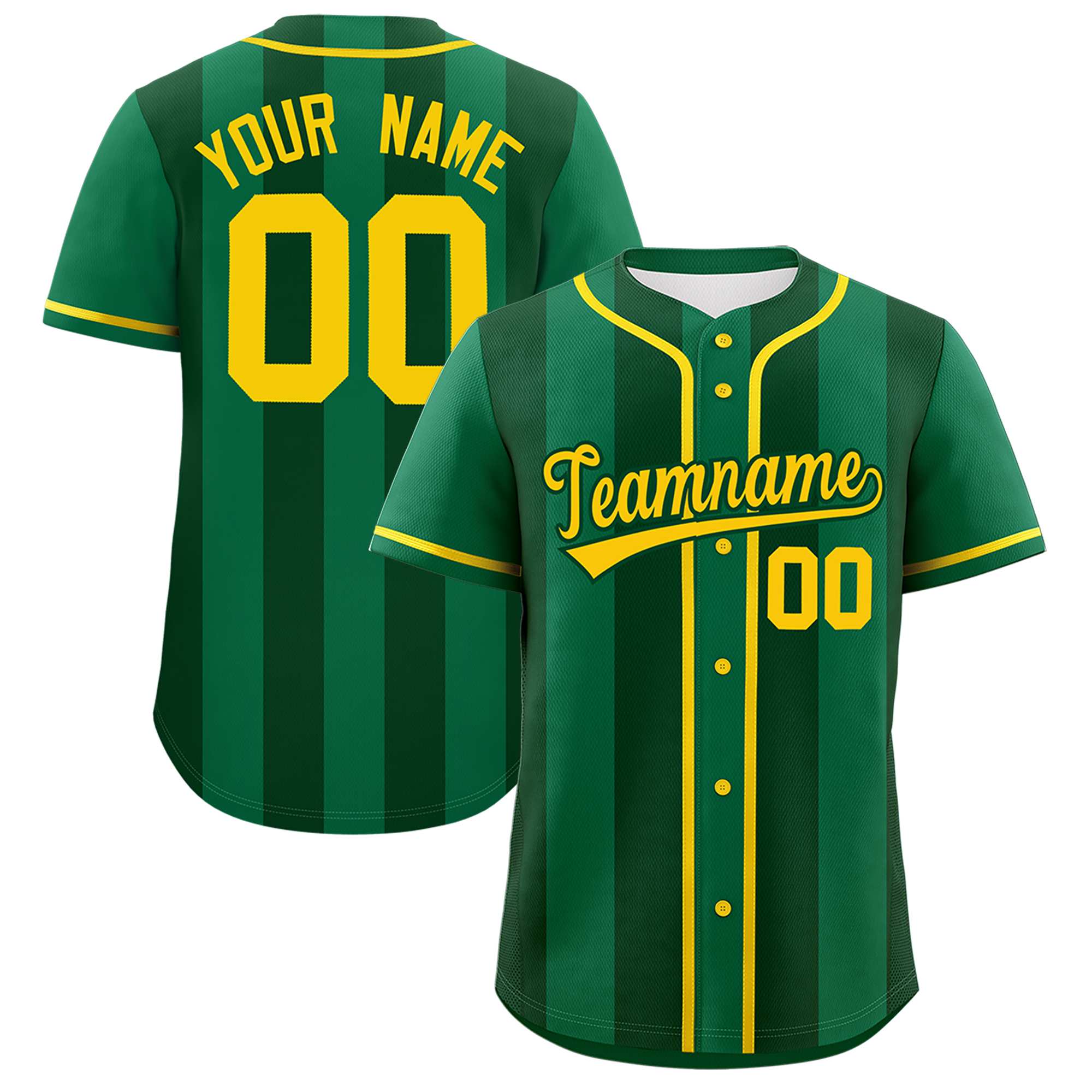 Custom Kelly Green Green Thick Stripe Fashion Authentic Baseball jersey