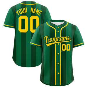 Custom Kelly Green Green Thick Stripe Fashion Authentic Baseball jersey