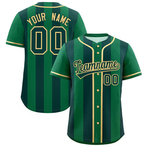 Custom Kelly Green Midnight Green Thick Stripe Fashion Authentic Baseball jersey