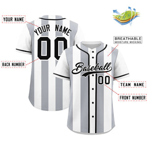 Custom White Gray Thick Stripe Fashion Authentic Baseball jersey