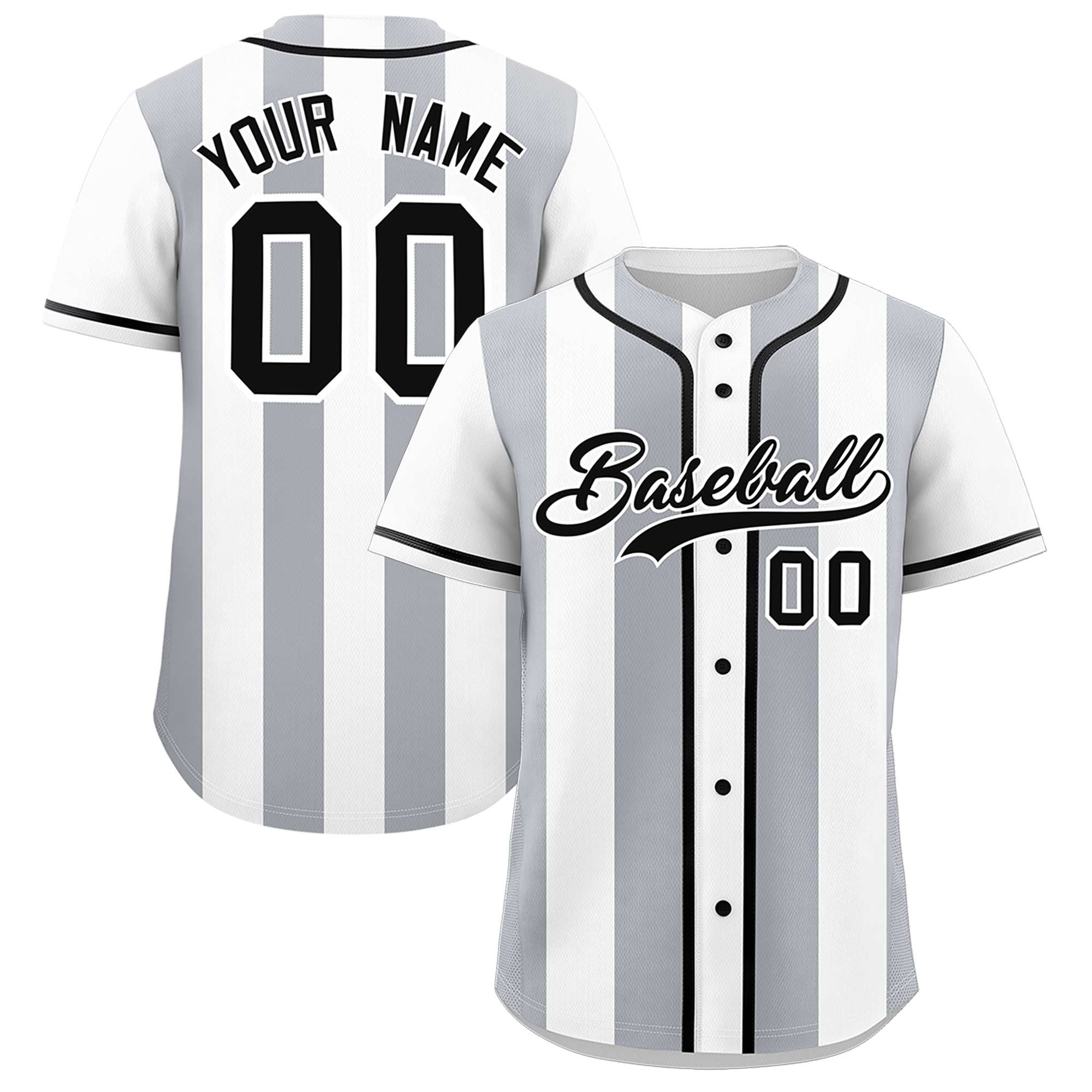 Custom White Gray Thick Stripe Fashion Authentic Baseball jersey