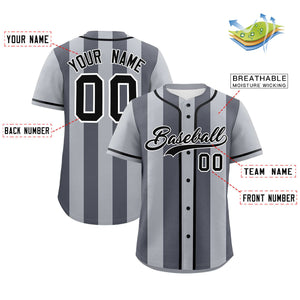 Custom Gray Dark Gray Thick Stripe Fashion Authentic Baseball jersey