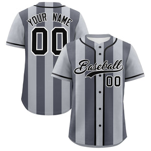 Custom Gray Dark Gray Thick Stripe Fashion Authentic Baseball jersey