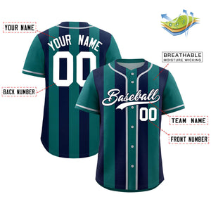 Custom Aqua Navy Thick Stripe Fashion Authentic Baseball jersey