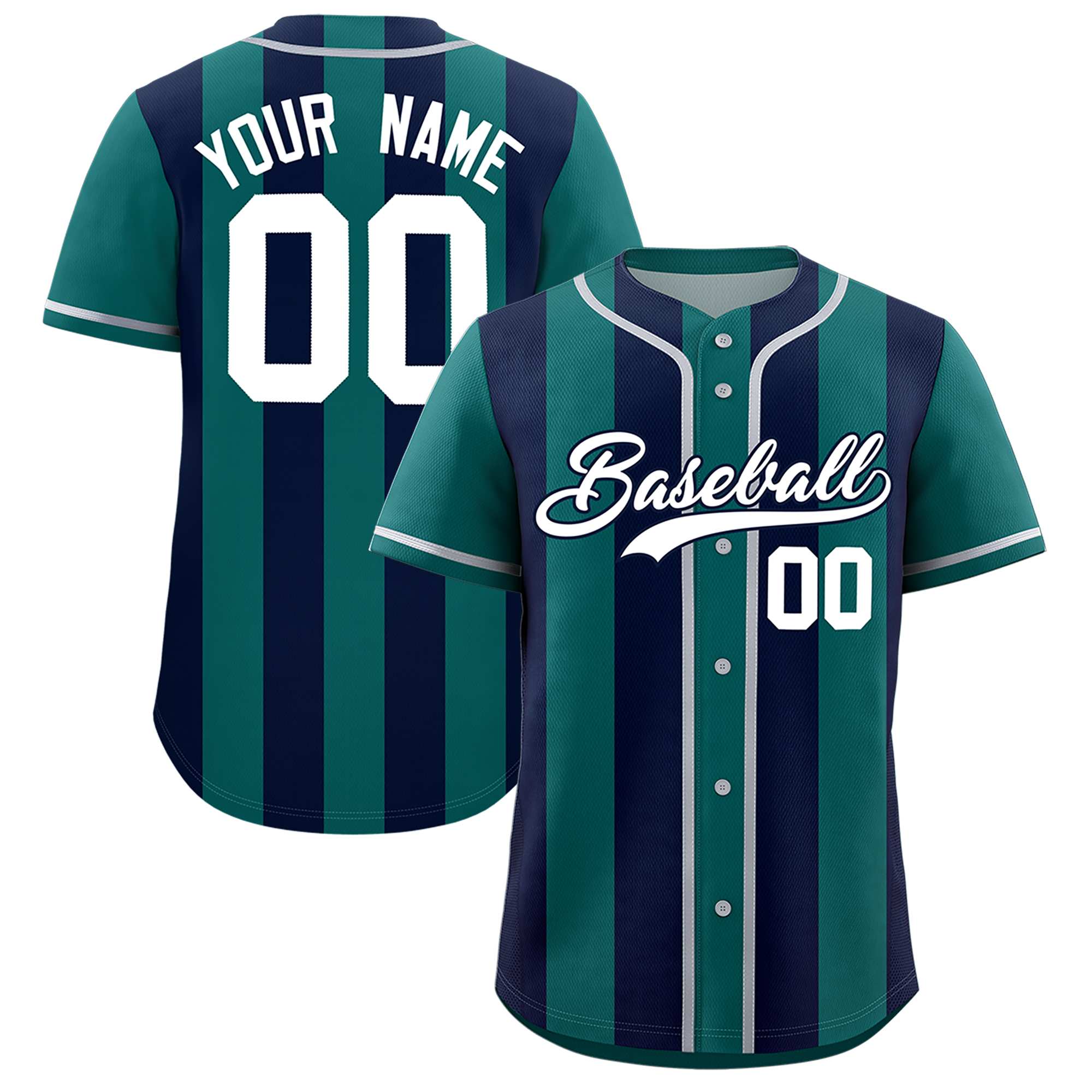 Custom Aqua Navy Thick Stripe Fashion Authentic Baseball jersey