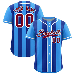 Custom Powder Blue Royal Thick Stripe Fashion Authentic Baseball jersey