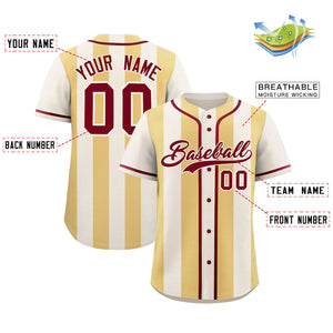 Custom Cream Khaki Thick Stripe Fashion Authentic Baseball jersey