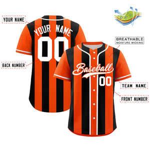 Custom Orange Black Thick Stripe Fashion Authentic Baseball jersey