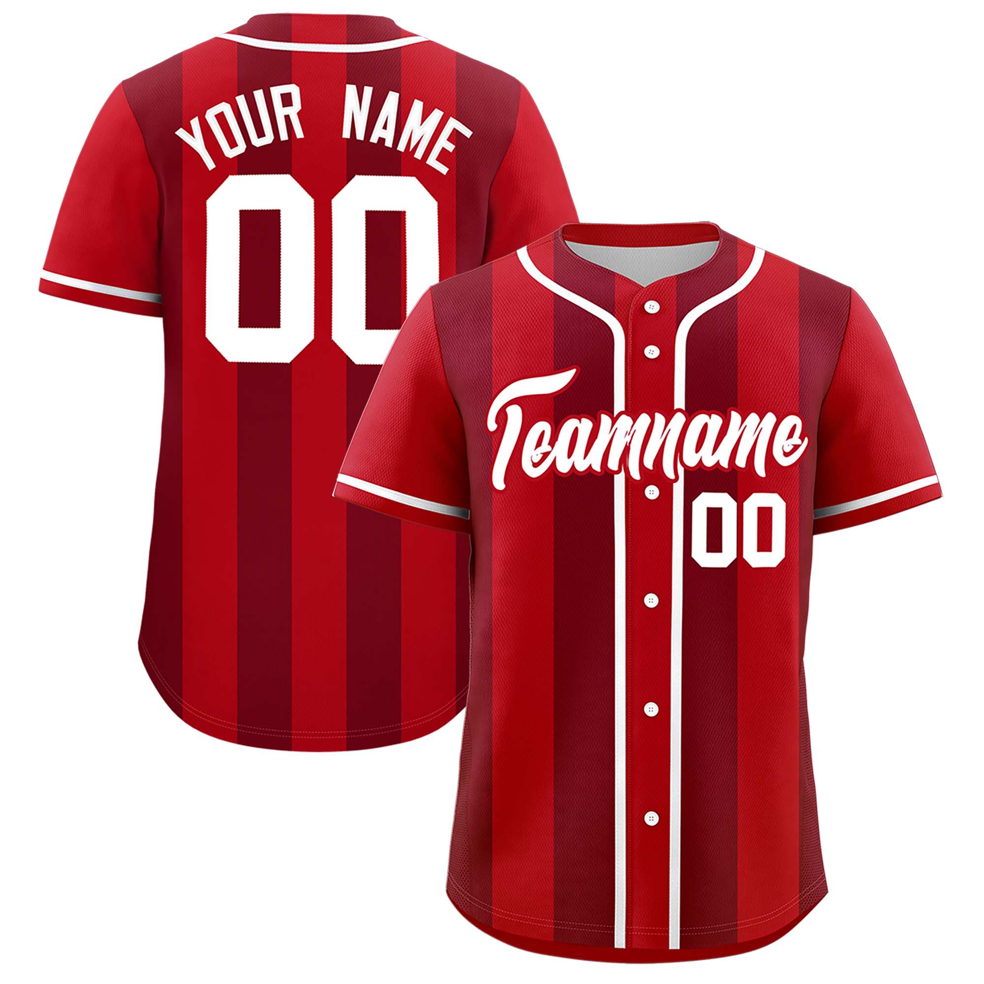 Custom Red Crimson Thick Stripe Fashion Authentic Baseball jersey