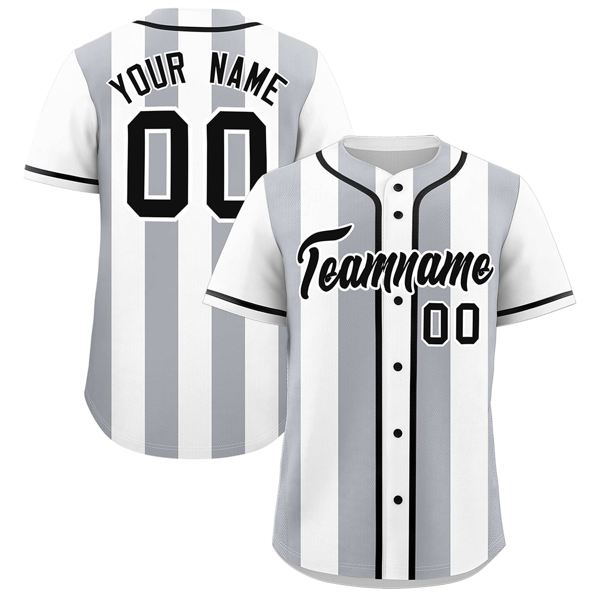 Custom White Gray Thick Stripe Fashion Authentic Baseball jersey