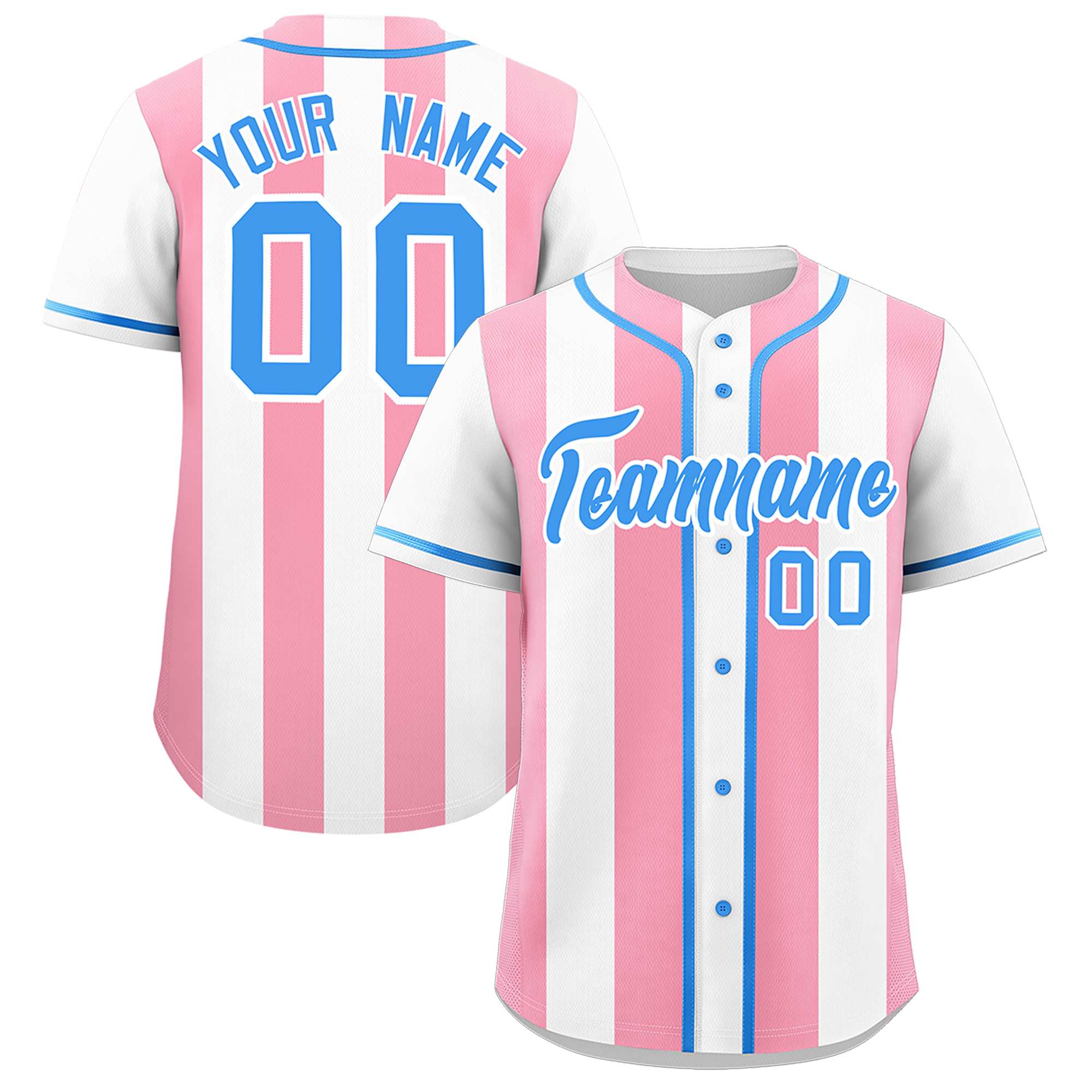 Custom White Light Pink Thick Stripe Fashion Authentic Baseball jersey