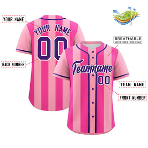 Custom Light Pink Pink Thick Stripe Fashion Authentic Baseball jersey