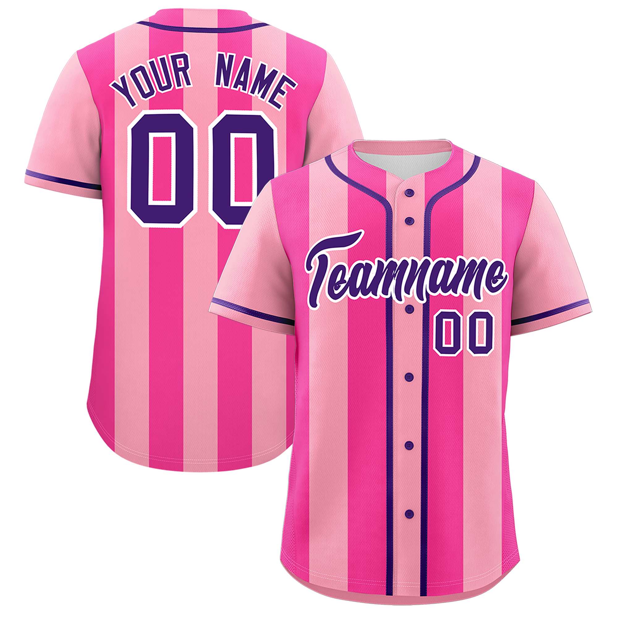 Custom Light Pink Pink Thick Stripe Fashion Authentic Baseball jersey