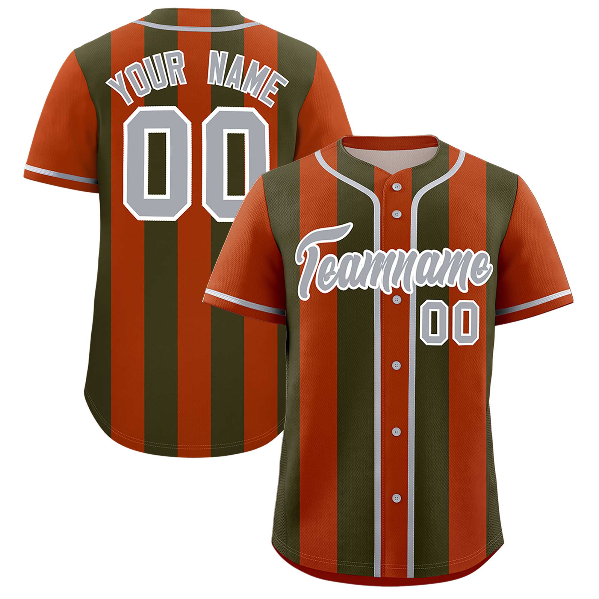 Custom Texas Orange Olive Thick Stripe Fashion Authentic Baseball jersey