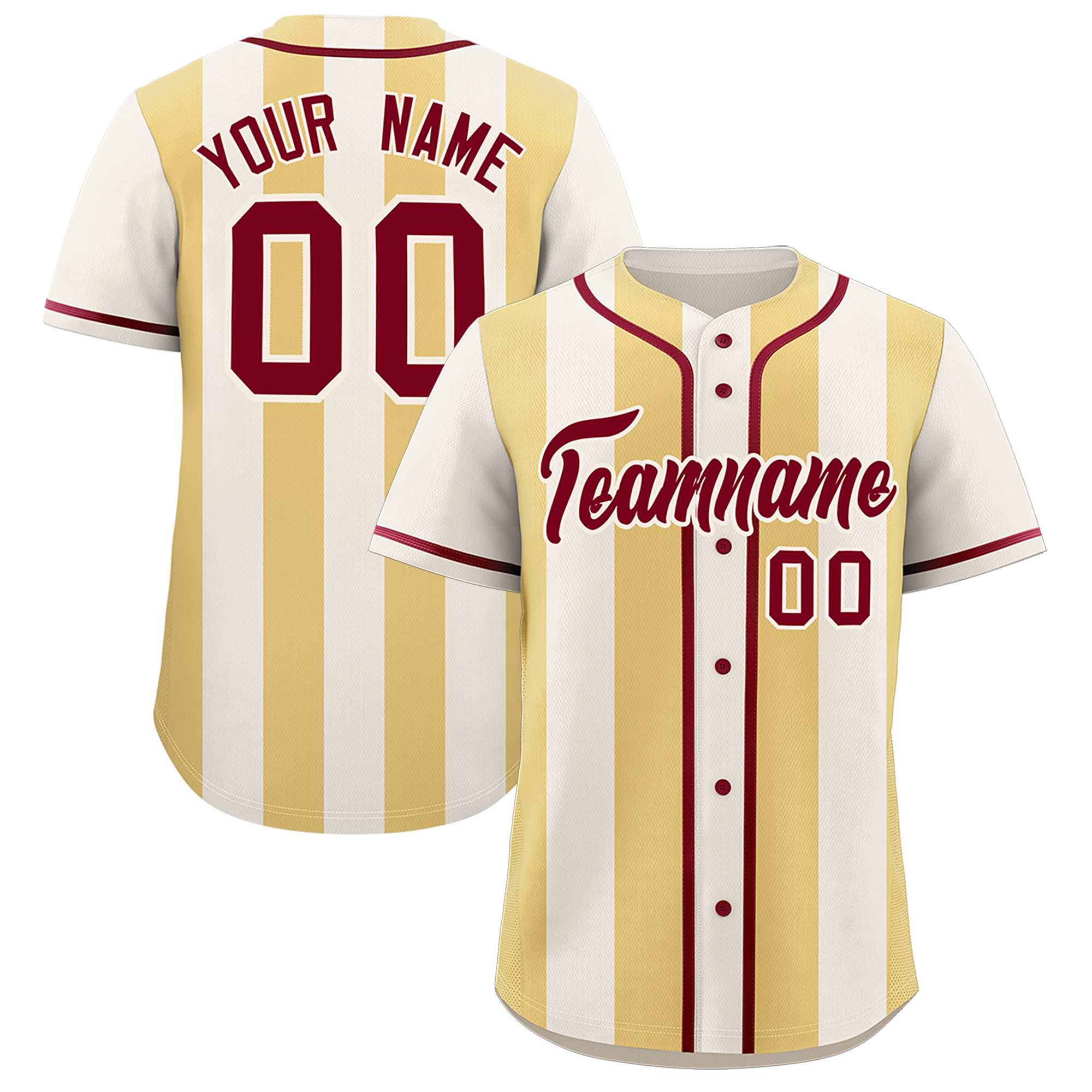 Custom Cream Khaki Thick Stripe Fashion Authentic Baseball jersey